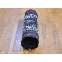 Load image into Gallery viewer, 3&#39;3&quot;x12&#39;2&quot; Green Medallions with Burnt Orange Border Vintage Persian Karajeh Excellent Condition Pure Wool Hand Knotted Runner Oriental Rug FWR399870