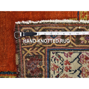 4'8"x12' Brick Red Antique North West Persian Wide Gallery Size Runner, Dated 1876 Even Wear Pure Wool Abrush Hand Knotted Clean Oriental Rug FWR399942