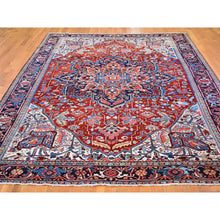 Load image into Gallery viewer, 8&#39;3&quot;x11&#39;3&quot; Brick Red Antique Persian Heriz Shiny and Vivid Colors Natural Wool Good Condition Hand Knotted Clean Oriental Rug FWR399966