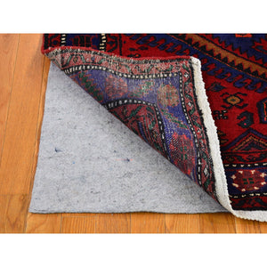 4'6"x6'8" Red New Persian Hamadan Organic Wool Geometric Medallion Design Hand Knotted Oriental Rug FWR400032