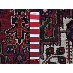 2'8"x9'3" Vintage Persian Bakhtiar with Triple Medallion Design Cherry Red Natural Wool Clean Hand Knotted Oriental Rug FWR400062