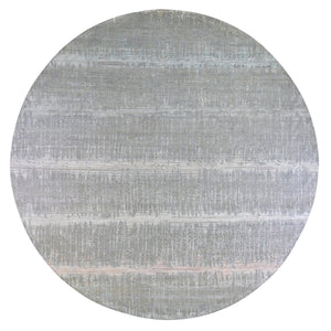 12'x12' Cardiac Design with Pastel Colors Round Textured Wool and Pure Silk Hand Knotted Oriental Rug FWR400200