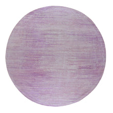 Load image into Gallery viewer, 9&#39;x9&#39; Pink Zero Pile Organic Wool Only Horizontal Ombre Design Hand Knotted Round Oriental Rug FWR400212