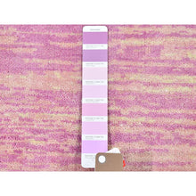 Load image into Gallery viewer, 9&#39;x9&#39; Pink Zero Pile Organic Wool Only Horizontal Ombre Design Hand Knotted Round Oriental Rug FWR400212