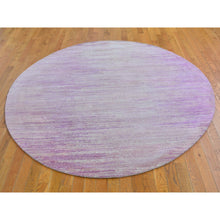 Load image into Gallery viewer, 7&#39;x7&#39; Pink Thick and Plush Organic Wool Only Horizontal Ombre Design Hand Knotted Round Oriental Rug FWR400230