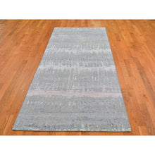 Load image into Gallery viewer, 4&#39;x10&#39;4&quot; Hand Knotted Cardiac Design with Pastel Colors Textured Wool and Pure Silk Wide Runner Oriental Rug FWR400248