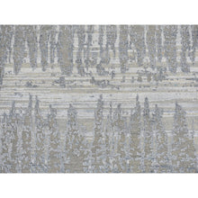 Load image into Gallery viewer, 4&#39;x10&#39;4&quot; Hand Knotted Cardiac Design with Pastel Colors Textured Wool and Pure Silk Wide Runner Oriental Rug FWR400248