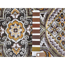 Load image into Gallery viewer, 2&#39;6&quot;x20&#39;5&quot; Brown and Gray Textured Wool and Silk Mughal Inspired Medallions Design XL Runner Oriental Rug FWR400332