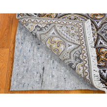 Load image into Gallery viewer, 2&#39;6&quot;x20&#39;5&quot; Brown and Gray Textured Wool and Silk Mughal Inspired Medallions Design XL Runner Oriental Rug FWR400332