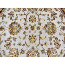 Load image into Gallery viewer, 6&#39;1&quot;x6&#39;1&quot; Ivory Rajasthan Half Wool and Half Silk Floral Design Thick and Plush Hand Knotted Round Oriental Rug FWR400356