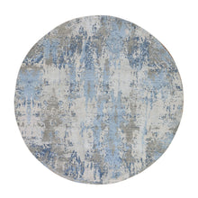Load image into Gallery viewer, 6&#39;2&quot;x6&#39;2&quot; Baby Blue Denser Weave Abstract Design Persian Knot Wool and Pure Silk Hand Knotted Round Oriental Rug FWR400374