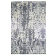 Load image into Gallery viewer, 12&#39;x18&#39;1&quot; Oversized Abstract Design with Persian Knot Wool and Silk Denser Weave Charcoal Gray Hand Knotted Oriental Rug FWR400392