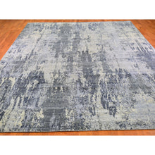 Load image into Gallery viewer, 12&#39;x18&#39;1&quot; Oversized Abstract Design with Persian Knot Wool and Silk Denser Weave Charcoal Gray Hand Knotted Oriental Rug FWR400392