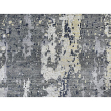 Load image into Gallery viewer, 12&#39;x18&#39;1&quot; Oversized Abstract Design with Persian Knot Wool and Silk Denser Weave Charcoal Gray Hand Knotted Oriental Rug FWR400392