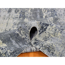 Load image into Gallery viewer, 12&#39;x18&#39;1&quot; Oversized Abstract Design with Persian Knot Wool and Silk Denser Weave Charcoal Gray Hand Knotted Oriental Rug FWR400392