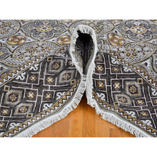 Load image into Gallery viewer, 10&#39;x10&#39; Textured Wool and Silk Square Mughal Inspired Medallions Design Hand Knotted Brown and Gray Oriental Rug FWR400416