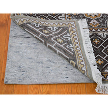Load image into Gallery viewer, 10&#39;x10&#39; Textured Wool and Silk Square Mughal Inspired Medallions Design Hand Knotted Brown and Gray Oriental Rug FWR400416