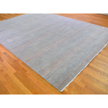 Load image into Gallery viewer, 10&#39;x14&#39;2&quot; Baby Blue with Touches of Peach Grass Design Wool and Silk Hand Knotted Oriental Rug FWR400464