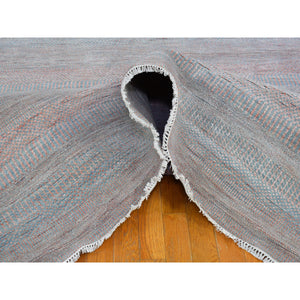 10'x14'2" Baby Blue with Touches of Peach Grass Design Wool and Silk Hand Knotted Oriental Rug FWR400464