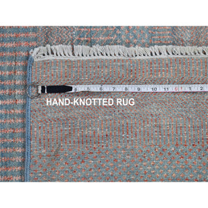 10'x14'2" Baby Blue with Touches of Peach Grass Design Wool and Silk Hand Knotted Oriental Rug FWR400464