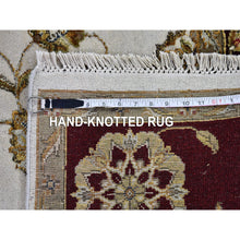 Load image into Gallery viewer, 6&#39;x9&#39;3&quot; Ivory Rajasthan Half Wool and Half Silk Floral Design Thick and Plush Hand Knotted Oriental Rug FWR400488