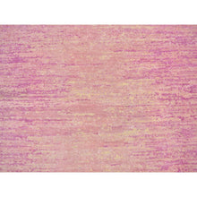 Load image into Gallery viewer, 2&#39;7&quot;x10&#39;3&quot; Pink Thick and Plush Organic Wool Only Horizontal Ombre Design Hand Knotted Wide Runner Oriental Rug FWR400524