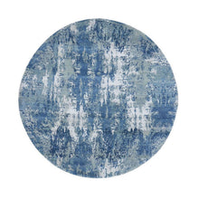 Load image into Gallery viewer, 6&#39;2&quot;x6&#39;2&quot; Round Abstract Design Wool and Pure Silk Blue Hand Knotted Denser Weave Oriental Rug FWR400530