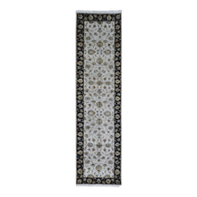 Load image into Gallery viewer, 2&#39;7&quot;x9&#39;10&quot; Ivory Rajasthan Half Wool and Half Silk Floral Design Thick and Plush Hand Knotted Runner Oriental Rug FWR400608