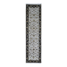 Load image into Gallery viewer, 2&#39;7&quot;x9&#39;10&quot; Ivory Rajasthan Half Wool and Half Silk Floral Design Thick and Plush Hand Knotted Runner Oriental Rug FWR400614