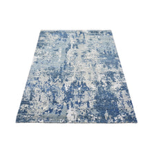 Load image into Gallery viewer, 3&#39;x5&#39;3&quot; Blue Oceanic Abstract Design Hi-low Pile Wool and Pure Silk Denser Weave Hand Knotted Oriental Rug FWR400620