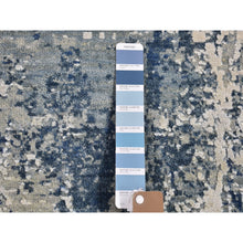 Load image into Gallery viewer, 3&#39;x5&#39;3&quot; Blue Oceanic Abstract Design Hi-low Pile Wool and Pure Silk Denser Weave Hand Knotted Oriental Rug FWR400620