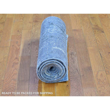 Load image into Gallery viewer, 2&#39;7&quot;x10&#39;3&quot; Wool and Real Silk Abstract Design with Persian Knot Denser Weave Gray Hand Knotted Runner Oriental Rug FWR400644