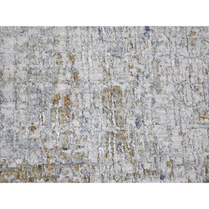 2'6"x4'1" Wool Denser Weave Persian Knot Hand Knotted Silver Abstract Design Scatter Size Oriental Rug FWR400746