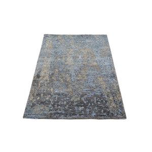 3'x5' Abstract Design Wool Denser Weave Blue Persian Knot Hand Knotted Oriental Rug FWR400902