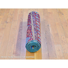Load image into Gallery viewer, 2&#39;8&quot;x8&#39;3&quot; Red Super Kazak Khorjin Design with Colorful Tassels Pure Wool Hand Knotted Wide Runner Oriental Rug FWR400968