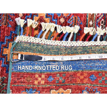 Load image into Gallery viewer, 2&#39;8&quot;x8&#39;3&quot; Red Super Kazak Khorjin Design with Colorful Tassels Pure Wool Hand Knotted Wide Runner Oriental Rug FWR400968