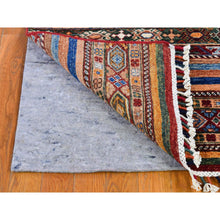 Load image into Gallery viewer, 3&#39;1&quot;x7&#39;9&quot; Light Blue Super Kazak Wide Runner Geometric Khorjin Design Organic Wool Hand Knotted Oriental Rug FWR400974