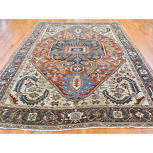 Load image into Gallery viewer, 9&#39;5&quot;x12&#39;7&quot; Terracotta Antique Persian Heriz Good Condition Serrated Leaf Design Natural Wool Clean Hand Knotted Oriental Rug FWR401034