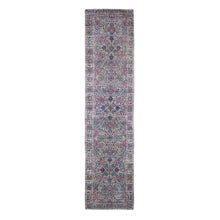 Load image into Gallery viewer, 2&#39;8&quot;x11&#39;6&quot; Ivory Antique Persian Kerman Runner Good Condition Multicolor Flower and Vase Design Organic Wool Hand Knotted Oriental Rug FWR401040