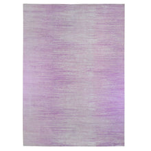 Load image into Gallery viewer, 10&#39;x14&#39;2&quot; Thick and Plush Pure Wool Only Horizontal Ombre Design Pink with Touches of Ivory Hand Knotted Oriental Rug FWR401088