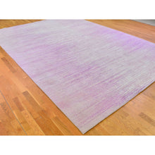 Load image into Gallery viewer, 10&#39;x14&#39;2&quot; Thick and Plush Pure Wool Only Horizontal Ombre Design Pink with Touches of Ivory Hand Knotted Oriental Rug FWR401088