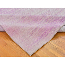 Load image into Gallery viewer, 10&#39;x14&#39;2&quot; Thick and Plush Pure Wool Only Horizontal Ombre Design Pink with Touches of Ivory Hand Knotted Oriental Rug FWR401088