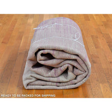 Load image into Gallery viewer, 10&#39;x14&#39;2&quot; Thick and Plush Pure Wool Only Horizontal Ombre Design Pink with Touches of Ivory Hand Knotted Oriental Rug FWR401088
