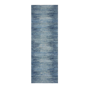 4'2"x10'3" Horizontal Ombre Design Pure Wool Blue Oceanic Hand Knotted Wide Runner Oriental Rug FWR401154