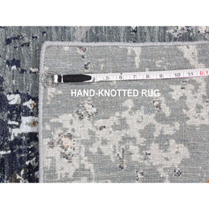 2'6"x10'1" Gray Dense Weave Abstract Design Wool Hand Knotted Runner Oriental Rug FWR401184