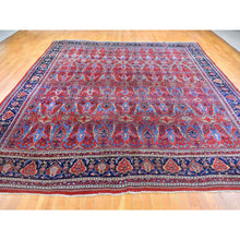 Load image into Gallery viewer, 12&#39;5&quot;x13&#39;9&quot; Tomato Red Antique Persian Bijar XL Squarish Size All Over Garus Design Full Pile Clean and Soft Pure Wool Hand Knotted Oriental Rug FWR401190