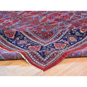 12'5"x13'9" Tomato Red Antique Persian Bijar XL Squarish Size All Over Garus Design Full Pile Clean and Soft Pure Wool Hand Knotted Oriental Rug FWR401190