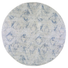 Load image into Gallery viewer, 12&#39;x12&#39; Hand Knotted Ivory Large Elements with Pastels Silk with Textured Wool Modern Round Oriental Rug FWR401202