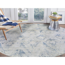 Load image into Gallery viewer, 12&#39;x12&#39; Hand Knotted Ivory Large Elements with Pastels Silk with Textured Wool Modern Round Oriental Rug FWR401202