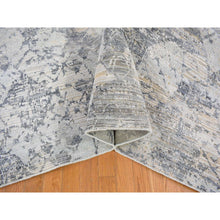 Load image into Gallery viewer, 10&#39;1&quot;x14&#39;2&quot; Pure Silk and Textured Wool Gray with Touches of Beige Hand Knotted Modern Design Oriental Rug FWR401250
